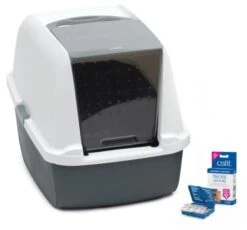 Catit Magic Blue Covered Litter Box Magic Blue With Retractable Cover