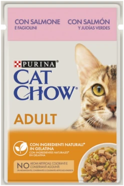 Pack 26 Cat Chow Adult Pouches With Salmon & Green Beans In Jelly