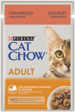Pack 26 Cat Chow Adult Pouches With Beef & Aubergine In Jelly