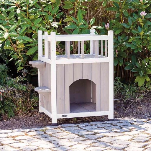 Trixie Cats Shed With Balcony Grey-White 4 Trixie Cats Shed With Balcony Grey-White - Image 2