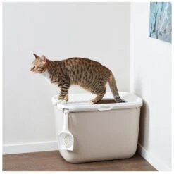 Savic Hop In Moka Cat Covered Cat Litter Box -Pet Supplies-Cats Shop 428021 savic casita gato hop in gris 4 4 g