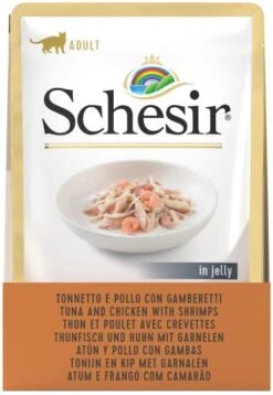 Pack 20 Schesir Tuna And Chicken With Shrimps -Pet Supplies-Cats Shop atun pollo con gambas 4 g