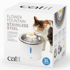 Catit Flower Fountain Stainless Steel LED 3L -Pet Supplies-Cats Shop catit fonte mini flower em aco inoxidavel 3lt 646f29de5a162 g