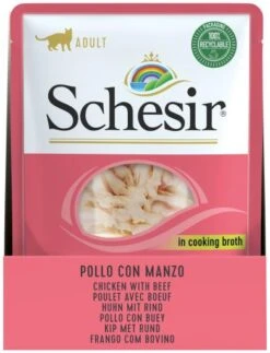 Pack 20 Schesir Chicken With Beef In Jelly -Pet Supplies-Cats Shop pollo con ternera en gelatina 3 g