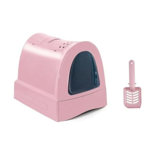 Trixie Zuma Covered Cat Litter Pan Light Pink 3 Trixie Zuma Covered Cat Litter Pan Light Pink - Image 2